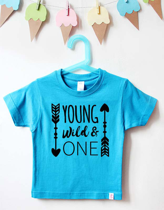 Geburtstagsshirt - young wild - türkis schwarz - Kindergeburtstagsshirt mit Wunschzahl -Kindershirt zum Geburtstag