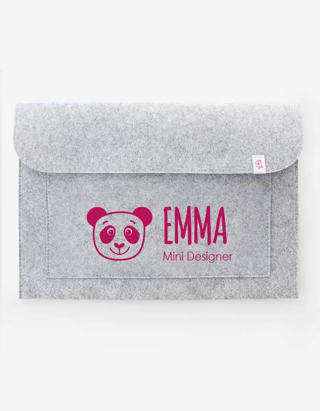 sammelmappe mit namen - panda - pink