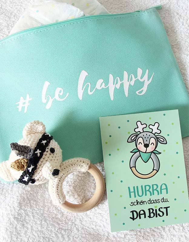 Kosmetiktasche - be happy - mint - nähfein