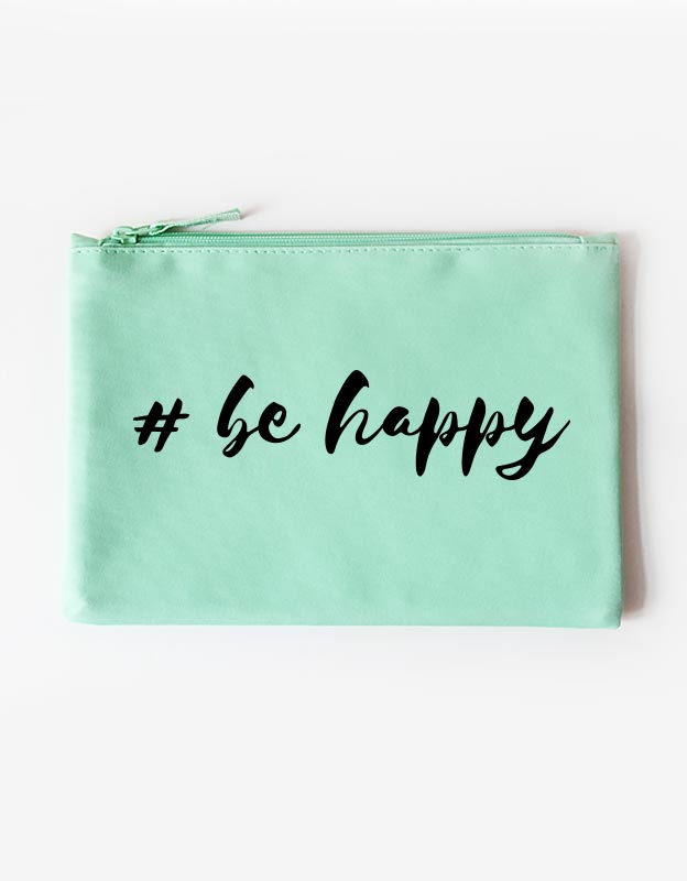 Kosmetiktasche - be happy -mint schwarz