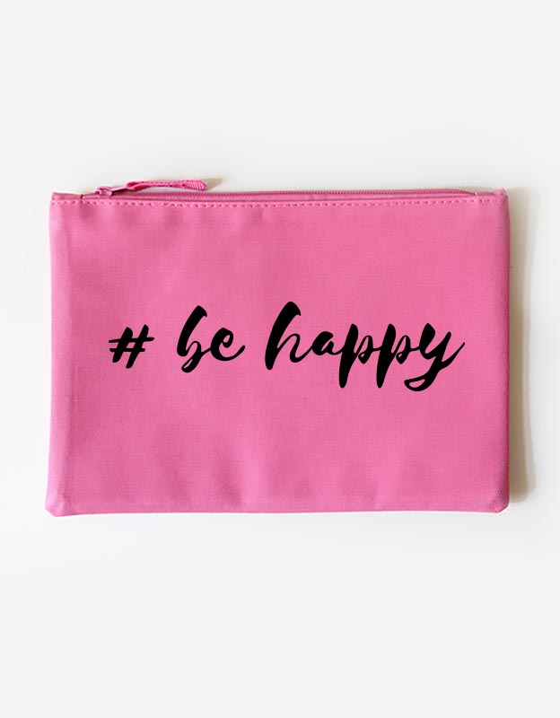 Kosmetiktasche - be happy -pink schwarz