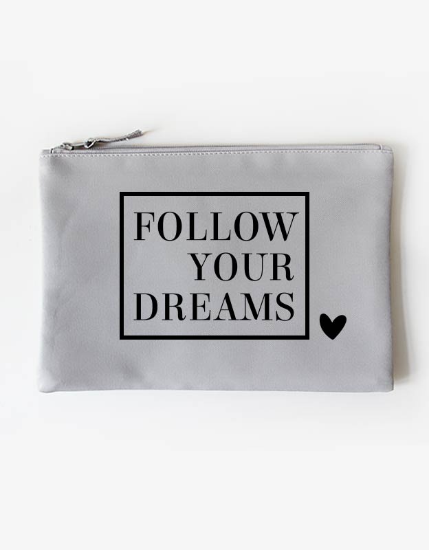 Kosmetiktasche - follow your dreams - grau