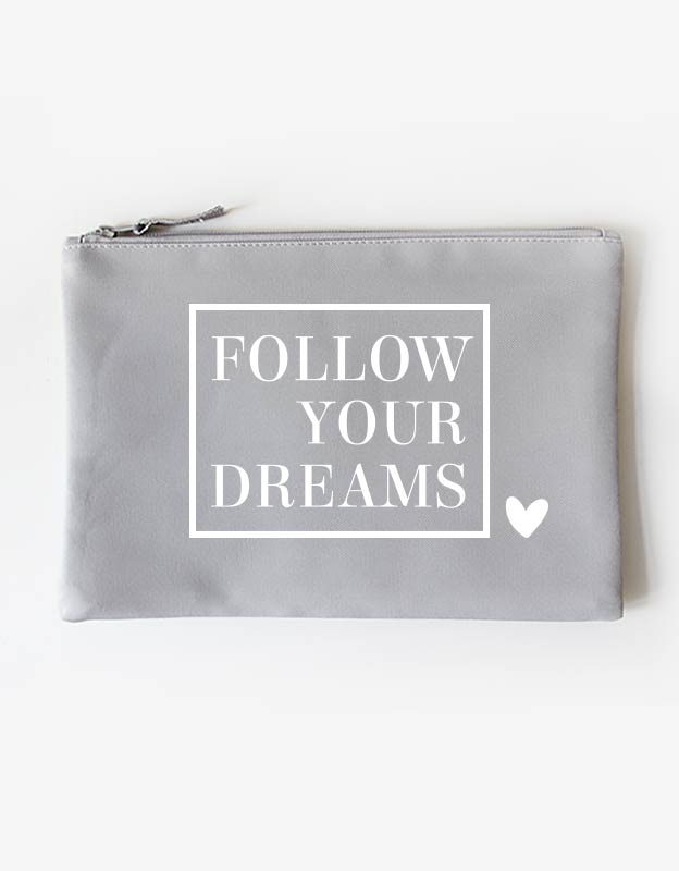 Kosmetiktasche - follow your dreams - grau