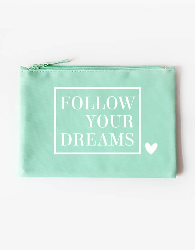 tasche - follow your dreams -mint weiß