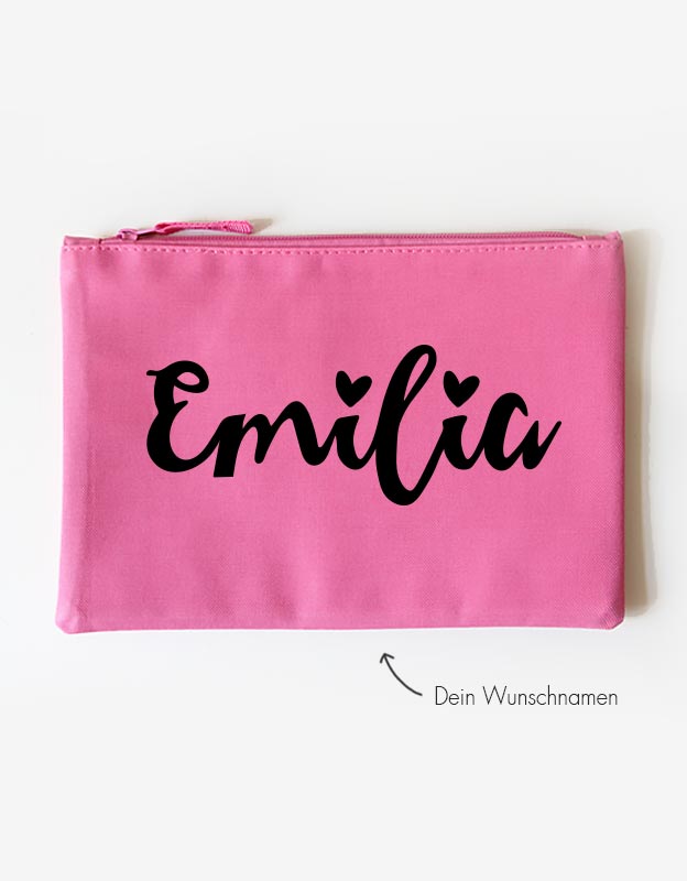 Kosmetiktasche - handschrift - wunschnamen - pink schwarz