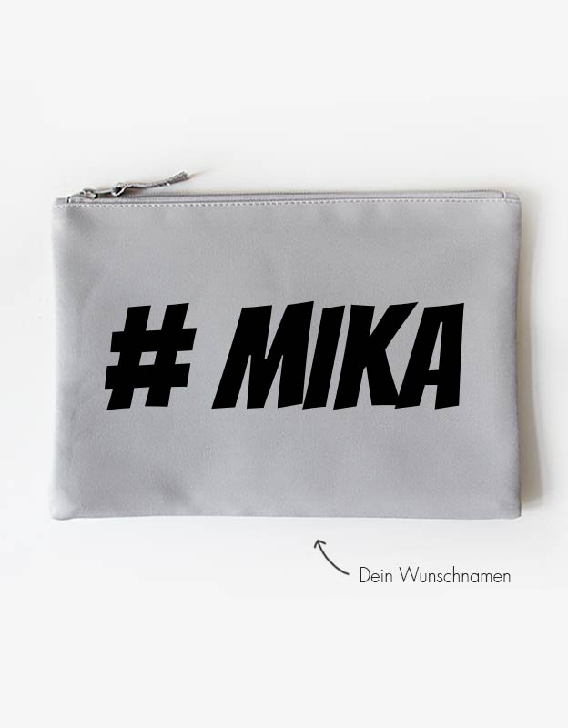 Kosmetiktasche - hashtag - grau schwarz