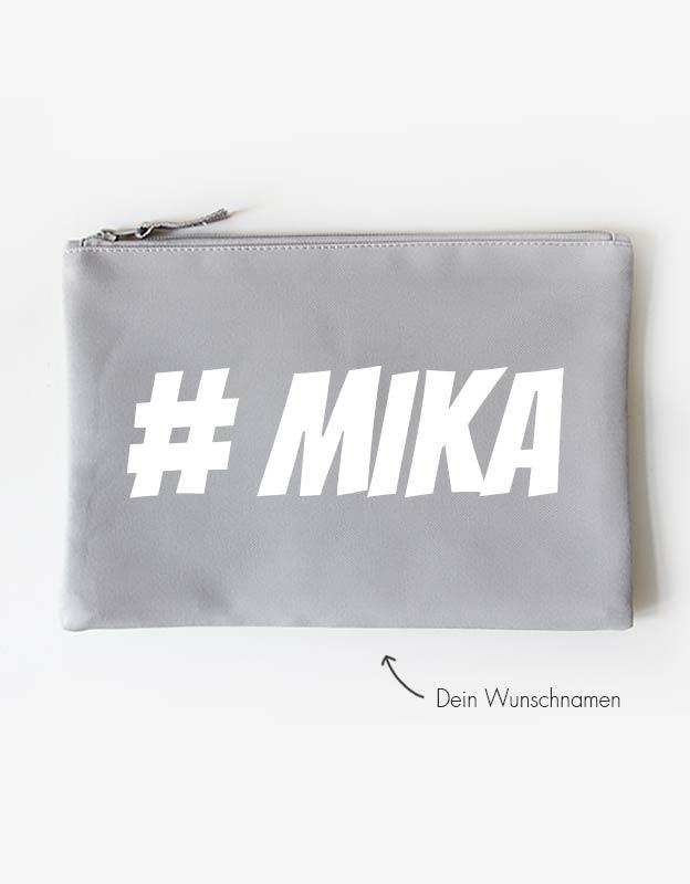 Kosmetiktasche - hashtag - grau weiß