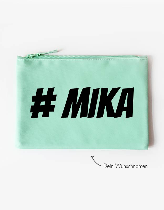 Kosmetiktasche - hashtag - mint schwarz