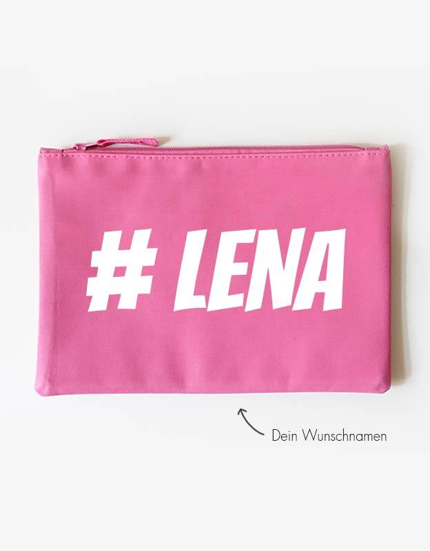 Kosmetiktasche - hashtag - pink weiß