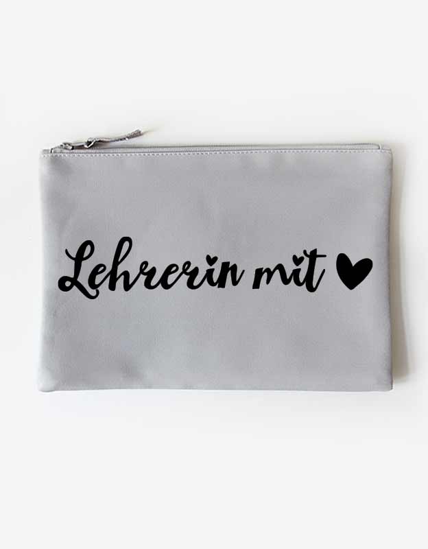 tasche - lehrerin mit herz - grau schwarz