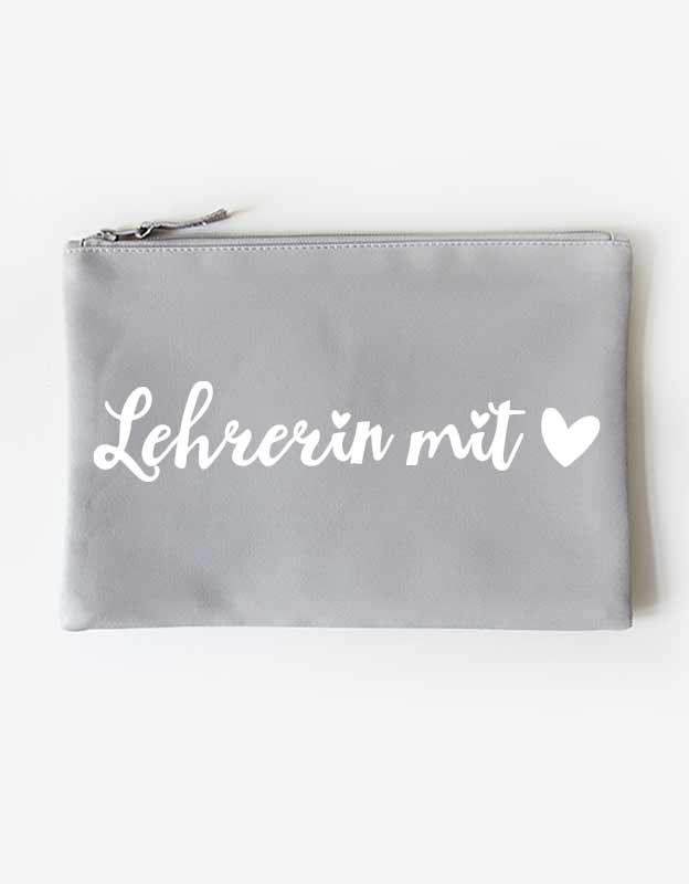 tasche - lehrerin mit herz - grau weiß