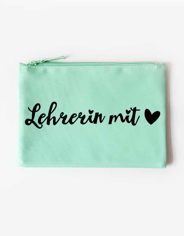 tasche - lehrerin mit herz - mint schwarz