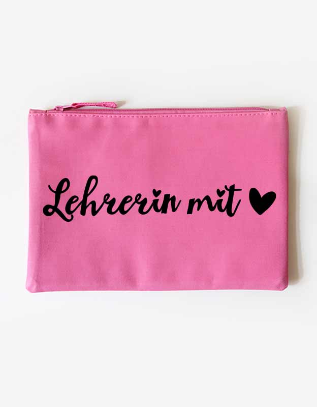 tasche - lehrerin mit herz - pink schwarz