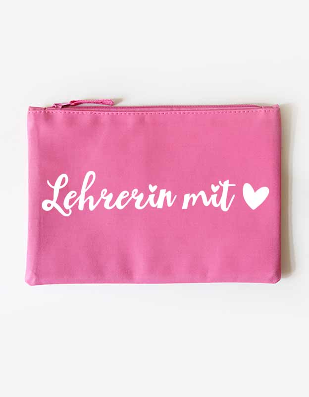 tasche - lehrerin mit herz - pink weiß