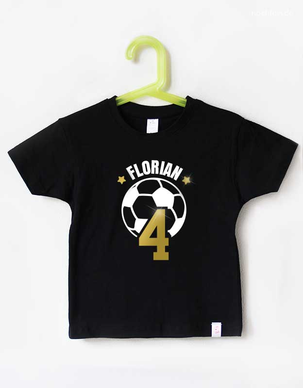 geburtstagsshirt-fussball-star-schwarz-weiss zum 4. Geburtstag