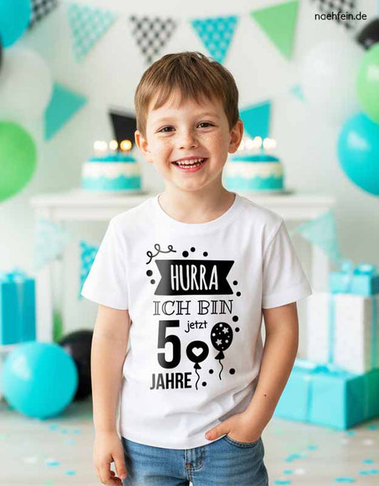 Geburtstagsshirt 5 Jahre für Kinder | Hurra Design Kindershirt 1-10 Jahre