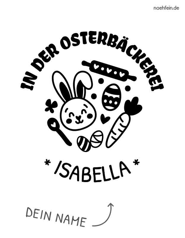 Kinderschürze mit Namen - Backschürze Ostern in der Osterbäckerei Design - Motiv Ostern mit Namen