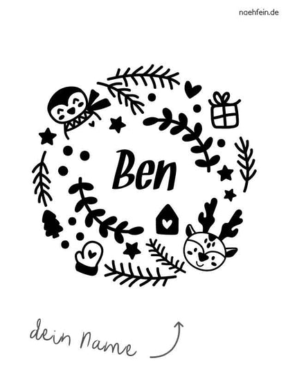 kinderschürze namen - weihnachtskranz - motiv