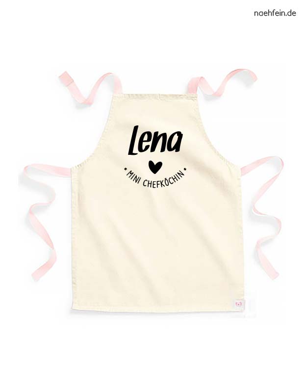 kinderschuerze namen mini chefkoechin maedchen variante - peach schwarz - personalisierte backschuerze mädchen