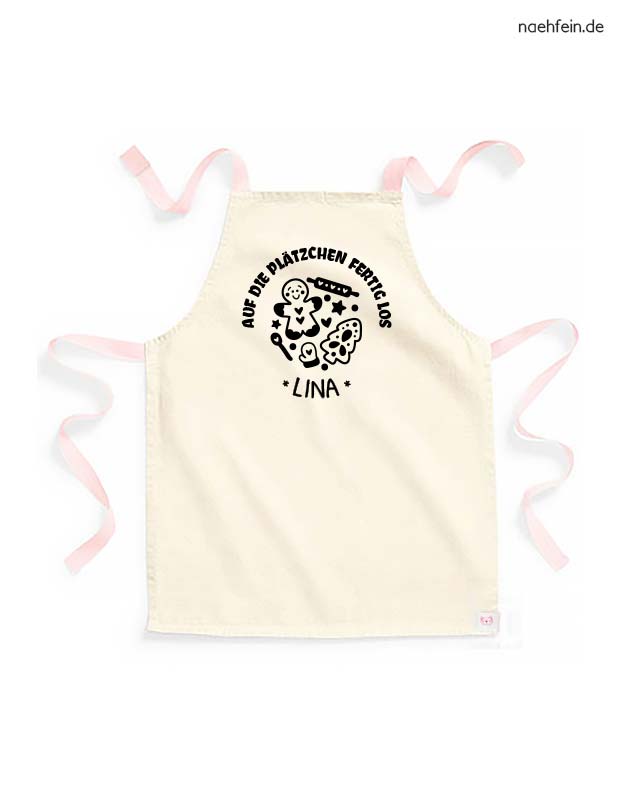 Kinderschuerze personalisiert - weihnachten plätzchen - backschuerze plätzchen design - peach schwarz