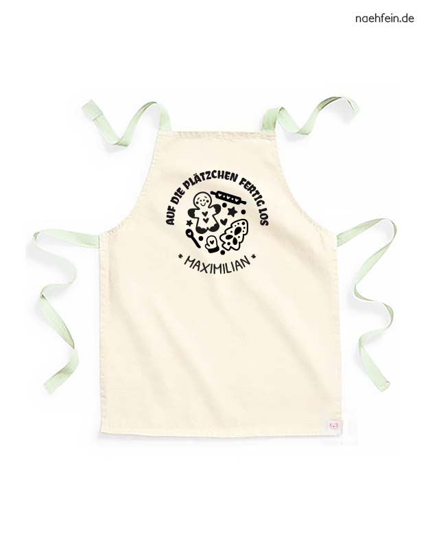 Kinderschuerze personalisiert - weihnachten plätzchen - backschuerze plätzchen design - pistazie schwarz