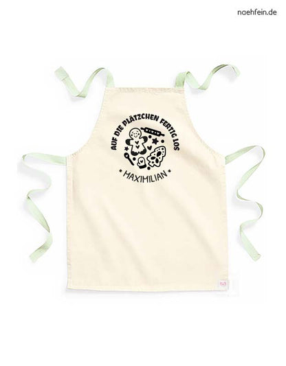Kinderschuerze personalisiert - weihnachten plätzchen - backschuerze plätzchen design - pistazie schwarz