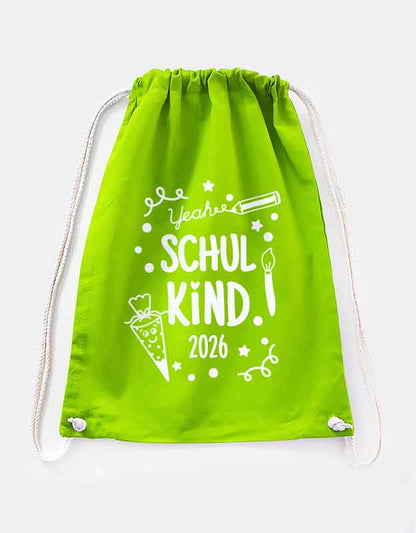 schulkind Turnbeutel mit weißer Folie - Geschenk zur Einschulung 2026