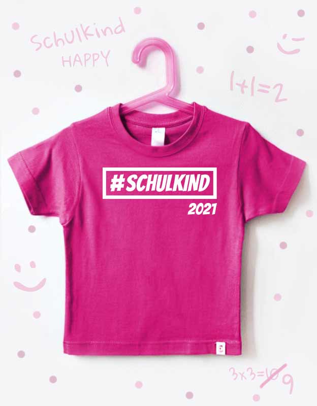 einschulung tshirt - hashtag schulkind - pink weiß