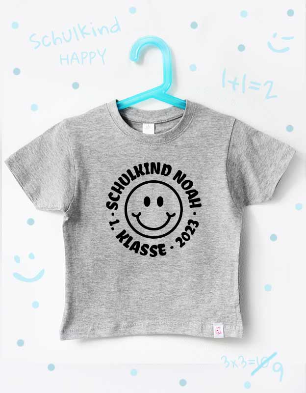 T-Shirt Schulkind mit Namen | Smiley