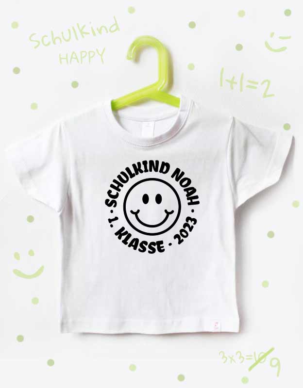 T-Shirt Schulkind mit Namen | Smiley