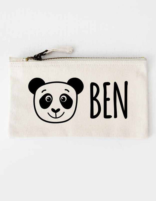 federtasche - panda - beige schwarz