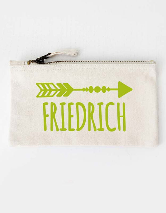 federtasche - pfeil - beige grün