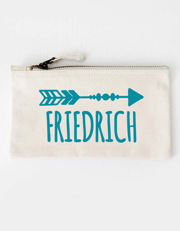federtasche - pfeil - beige türkis