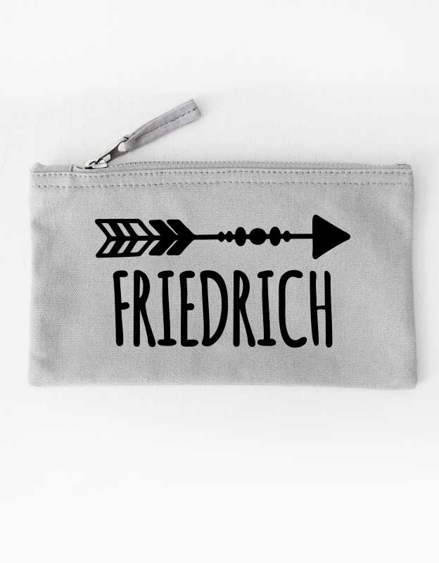 federtasche - pfeil - grau schwarz