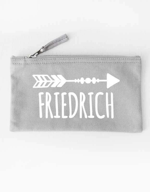 federtasche - pfeil - grau weiß