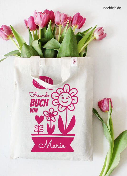 freundebuch tasche - blume - nähfein