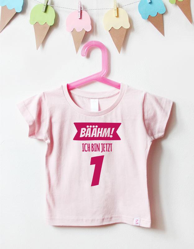 Geburtstagsshirt - bäähm - hellrosa schwarz
