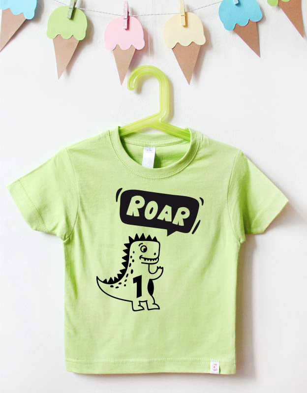 Geburtstagsshirt - Dino - grün schwarz