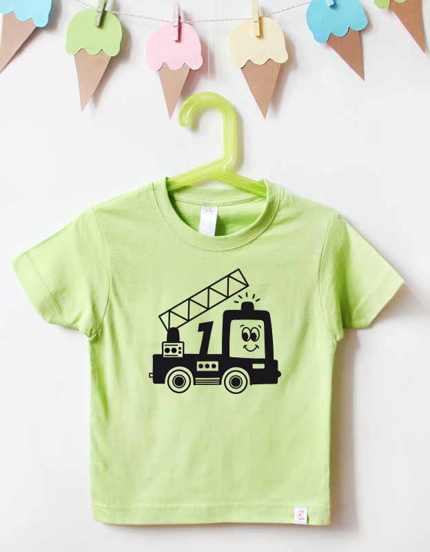 geburtstagsshirt - feuerwehr - grün schwarz