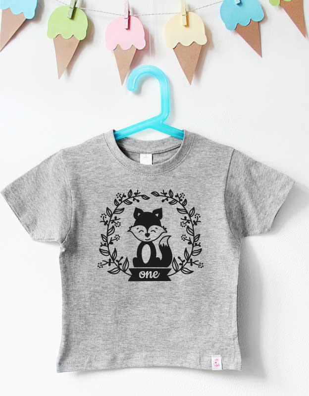Geburtstagsshirt - Fuchs - grau schwarz