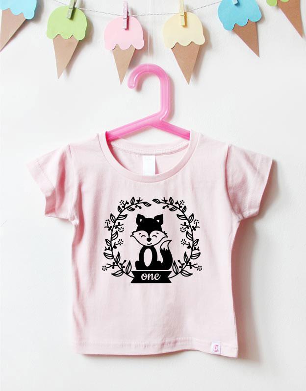 Geburtstagsshirt - Fuchs - hellrosa schwarz