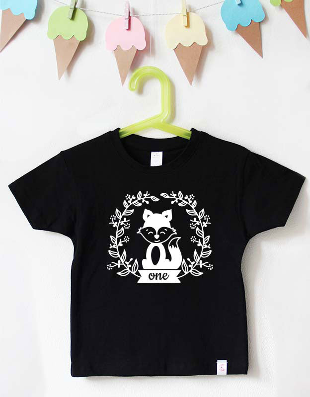 Geburtstagsshirt - Fuchs - schwarz weiß