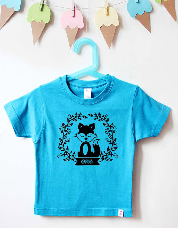 Geburtstagsshirt - Fuchs - türkis schwarz