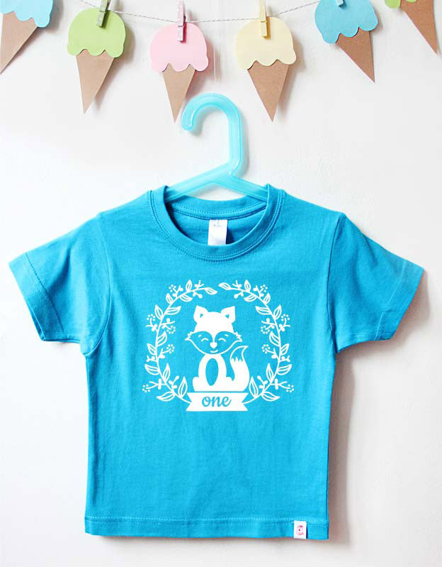 Geburtstagsshirt - Fuchs - türkis weiß
