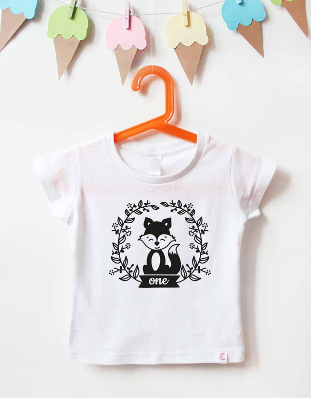 Geburtstagsshirt - Fuchs - weiß schwarz