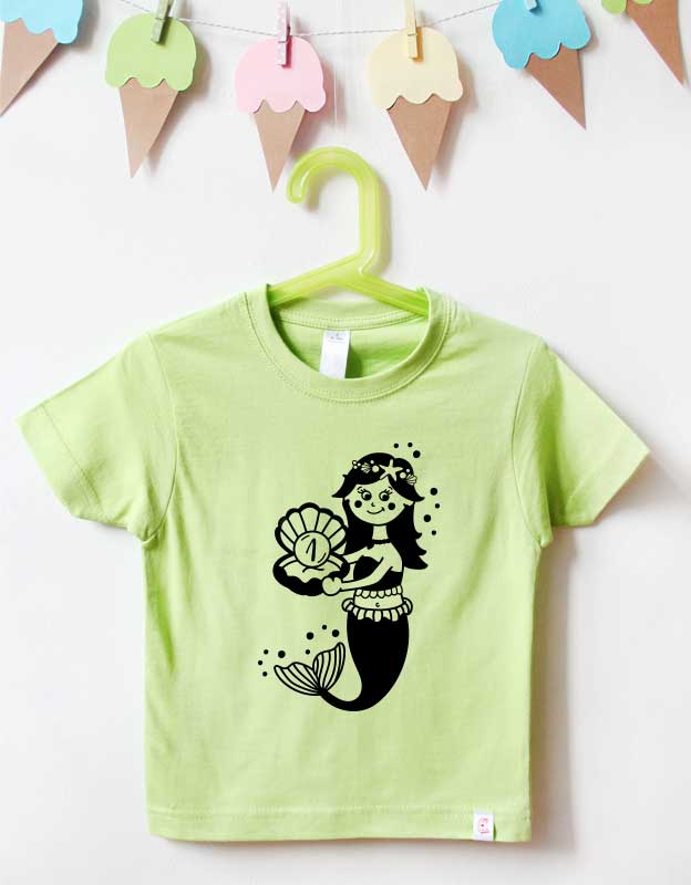 geburtstagsshirt - meerjungfrau - grün schwarz