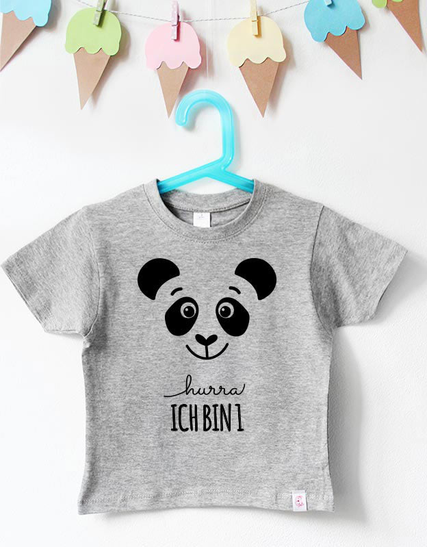 Geburtstagsshirt - Panda - grau schwarz