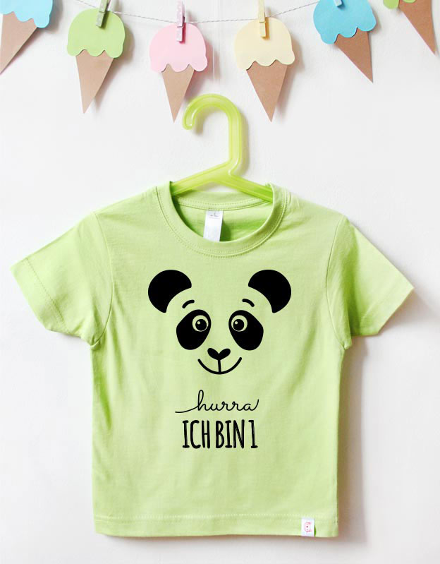 Geburtstagsshirt - Panda - grün schwarz