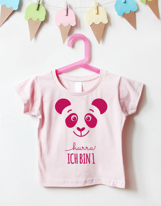 Geburtstagsshirt - Panda - hellrosa pink