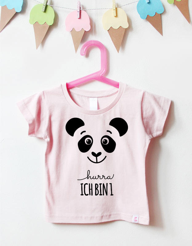 Geburtstagsshirt - Panda - hellrosa schwarz